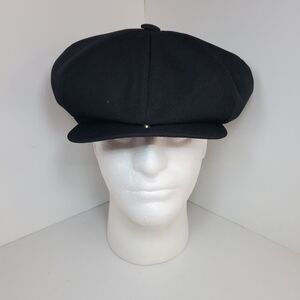 Vtg. Capas Headwear NY Black Cabbie Newsboy Flat Cap Hat XL Golf Peaky Blinders